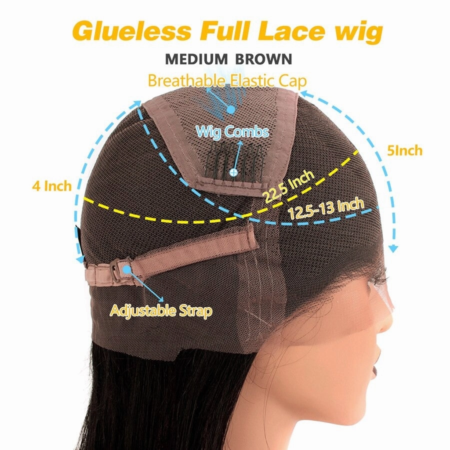 Full Lace Fake Scalp Free Parting Preplucked Human Hair Straight Bob Wig