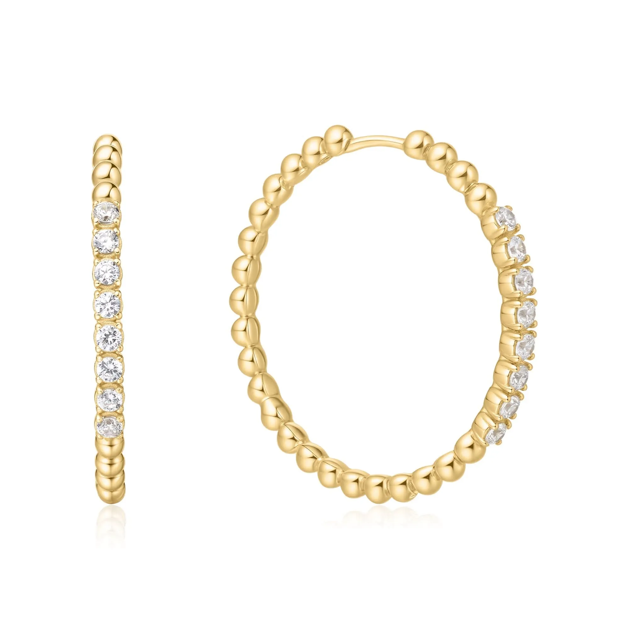 Gold Large Claw Sphere Beaded Hoop Earrings E065-05G Ania Haie Jewellery