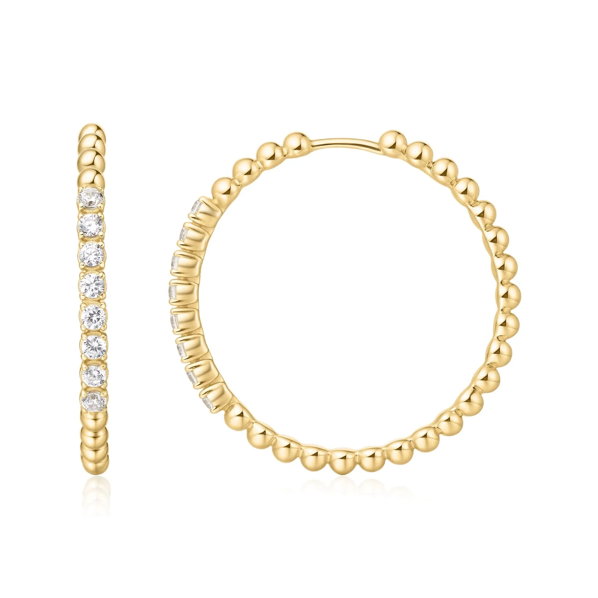 Gold Large Claw Sphere Beaded Hoop Earrings E065-05G Ania Haie Jewellery