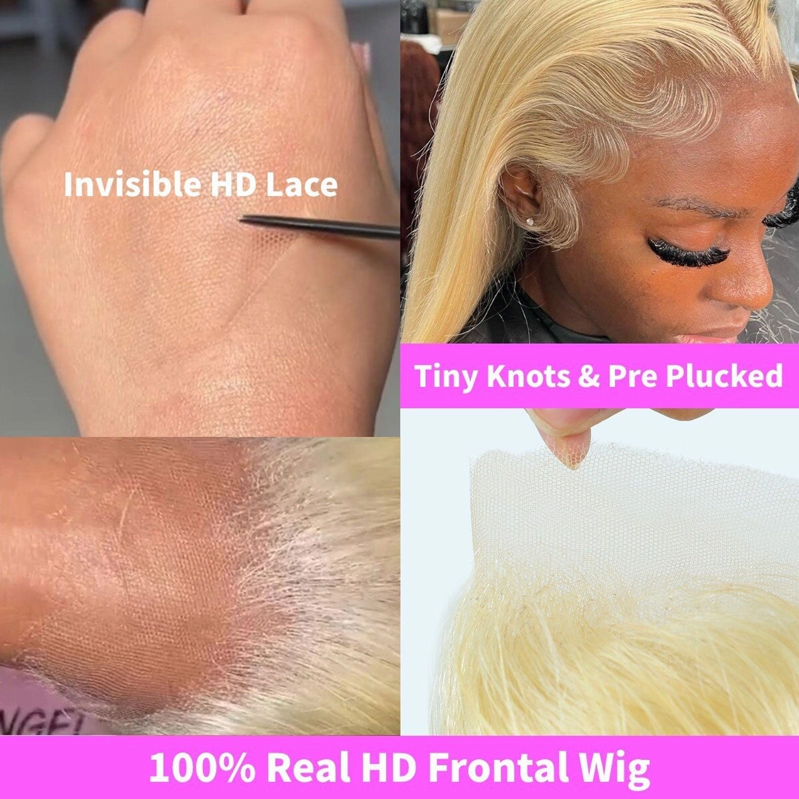 HD Lace Preplucked 613 Blonde Human Hair 3D 13x4 Bob Full Frontal Wig