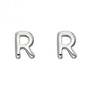 Initial R Sterling Silver Stud Earrings E6035 Beginnings Jewellery