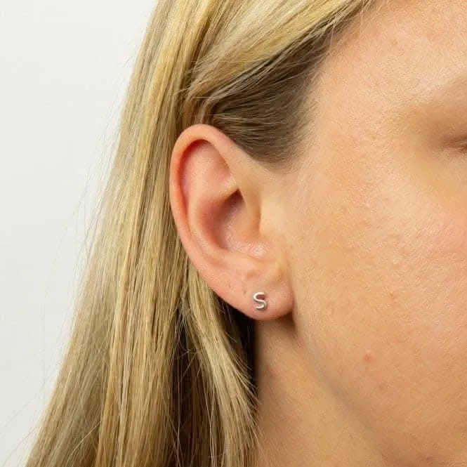 Initial S Sterling Silver Stud Earrings E6036 Beginnings Jewellery