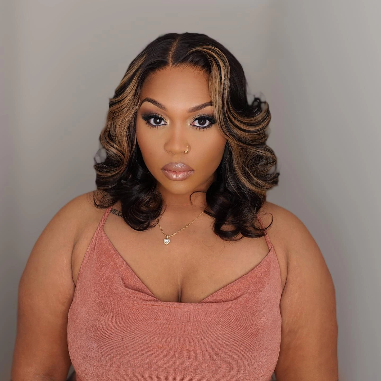 Keisha | Honey Blonde Highlight  Virgin Human Hair Wavy Bob Lace Wig