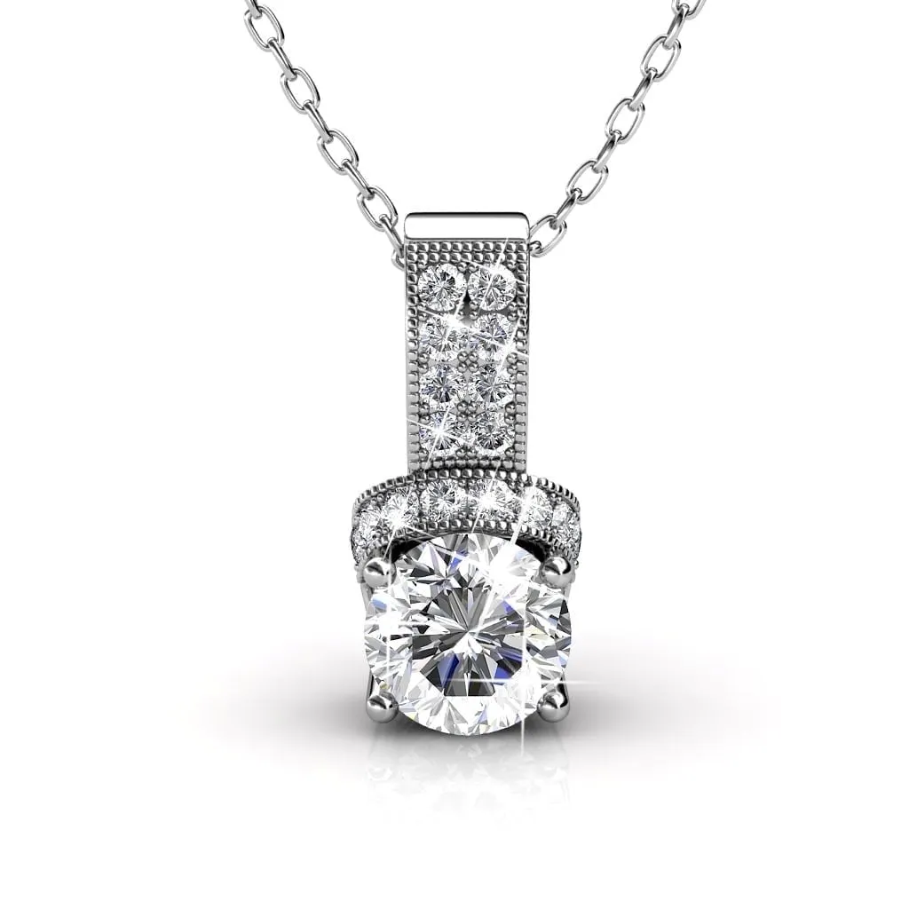 Laya 18k White Gold Pendant Necklace and Earrings Jewelry Set with Swarovski Crystals — Final Sale