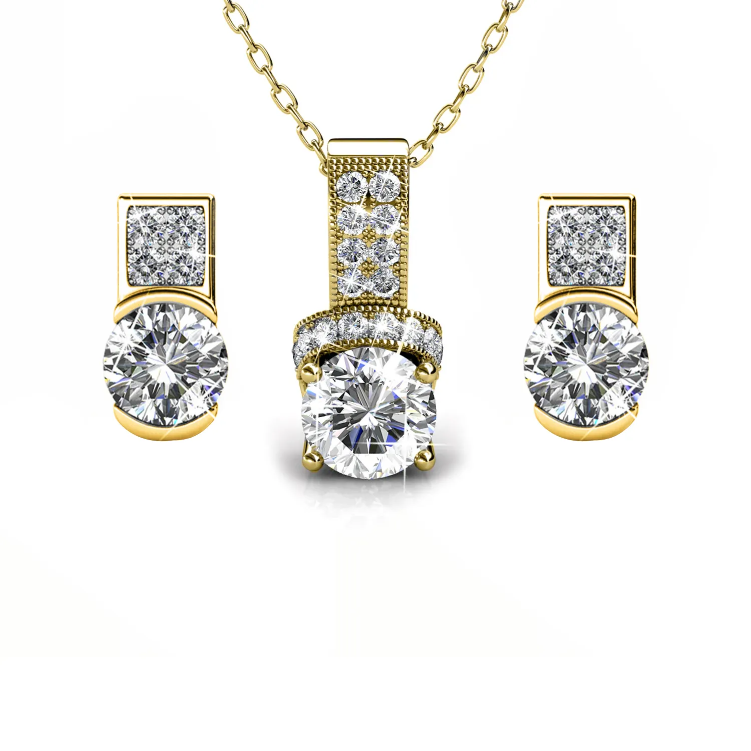 Laya 18k White Gold Pendant Necklace and Earrings Jewelry Set with Swarovski Crystals — Final Sale