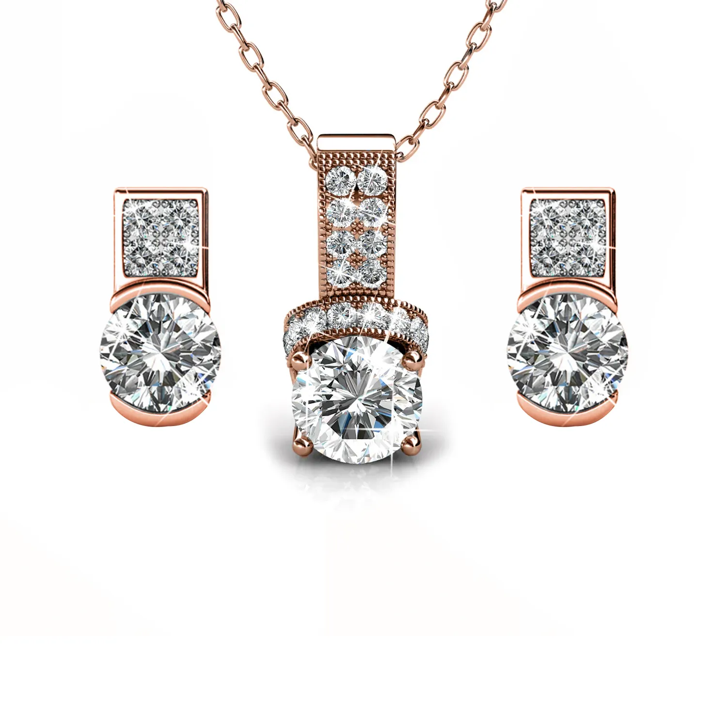Laya 18k White Gold Pendant Necklace and Earrings Jewelry Set with Swarovski Crystals — Final Sale