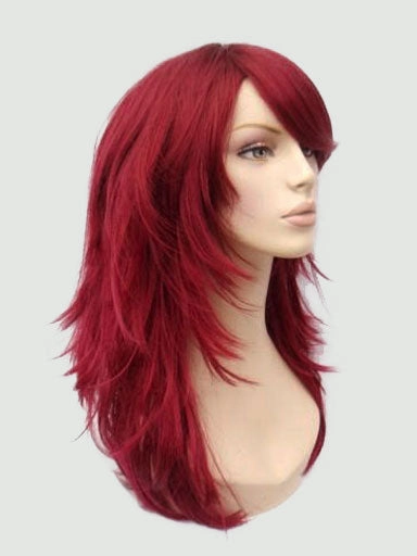 Long red wig, layered with flicked tips: Salome