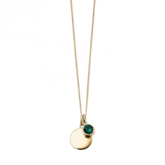 May Yellow Gold Plated Birthstone Engravable Disc Swarovski Necklace P5012 Beginnings Jewellery