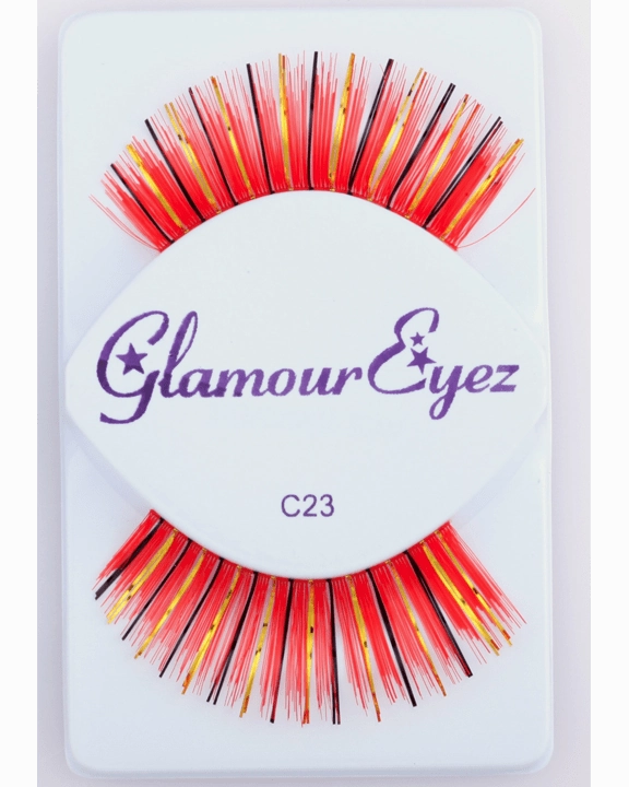 Red with Gold & Black Eyelash C23