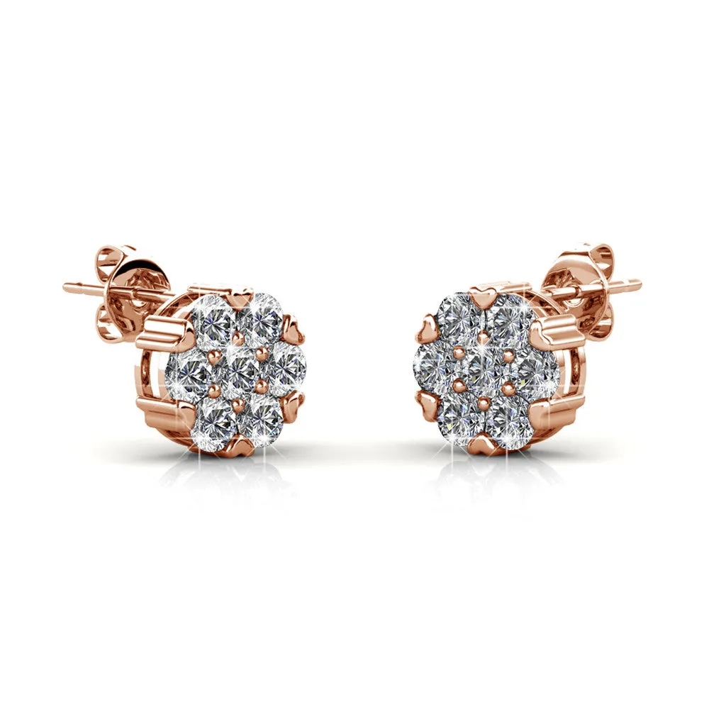 Remy 18k White Gold Plated Stud Earrings with Heart Accents and Swarovski Crystals - Fab Easter Friday Sale