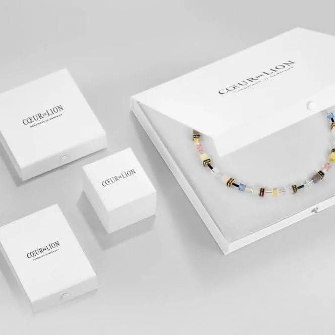Square Stripes Green-Gold Necklace 4355/10-0516 Coeur De Lion Jewellery
