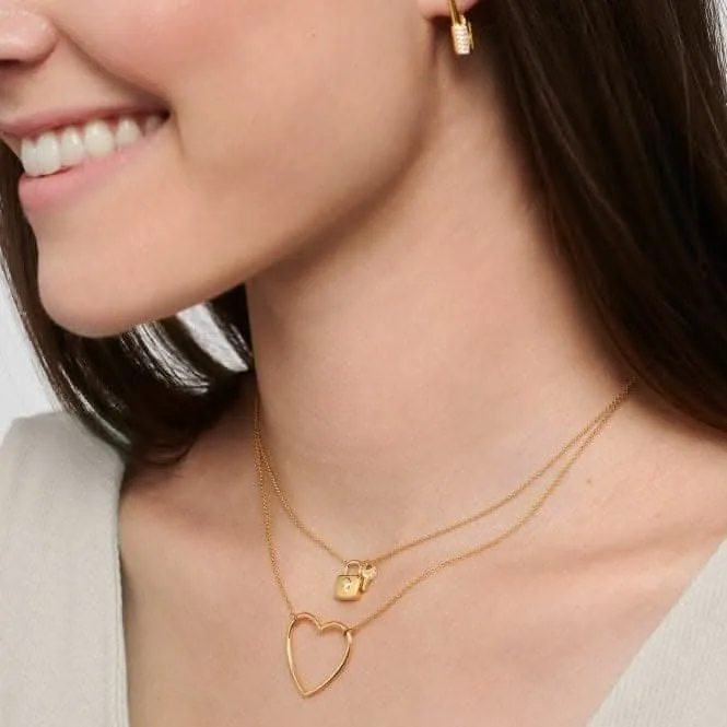 Sterling Silver Gold Plated Padlock Necklace KE2122-414-14-L45V Thomas Sabo Necklaces