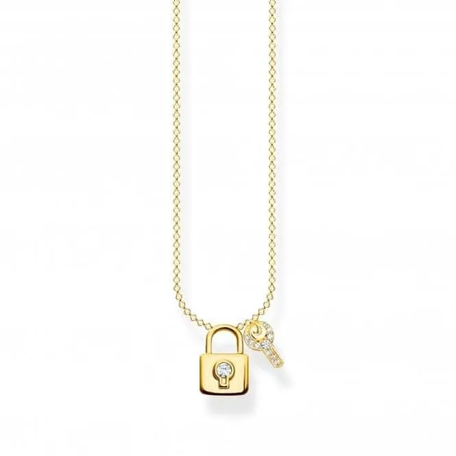 Sterling Silver Gold Plated Padlock Necklace KE2122-414-14-L45V Thomas Sabo Necklaces