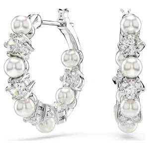Swarovski Jewellery Matrix Pearl & Round Cut Silver Drop Earrings