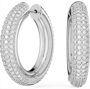 Swarovski Jewellery Swarovski Dextera Rhodium Plated White Crystal Hoop Earrings