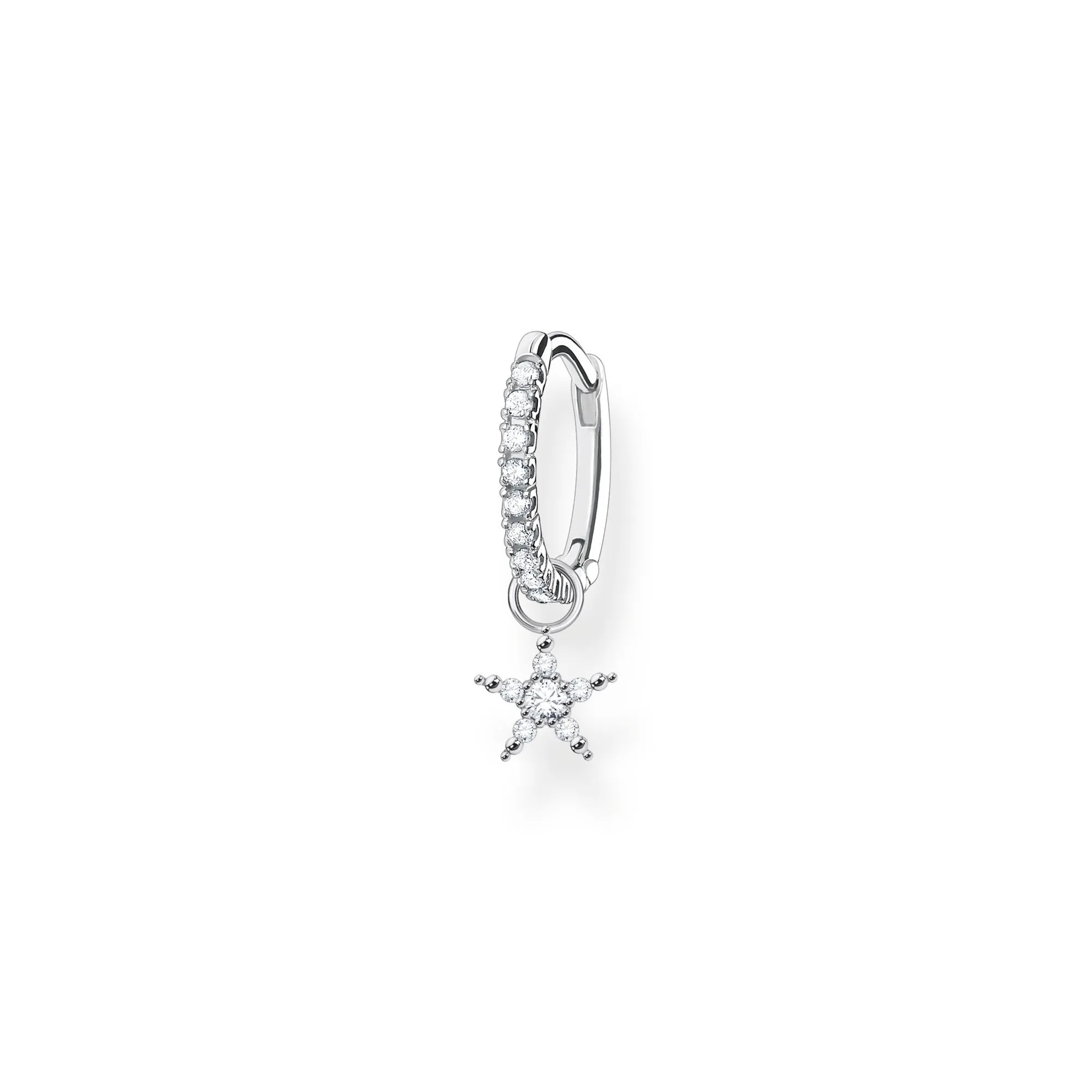 Thomas Sabo Jewellery Thomas Sabo Charm Club Sterling Silver Star Pendant Hoop Earring