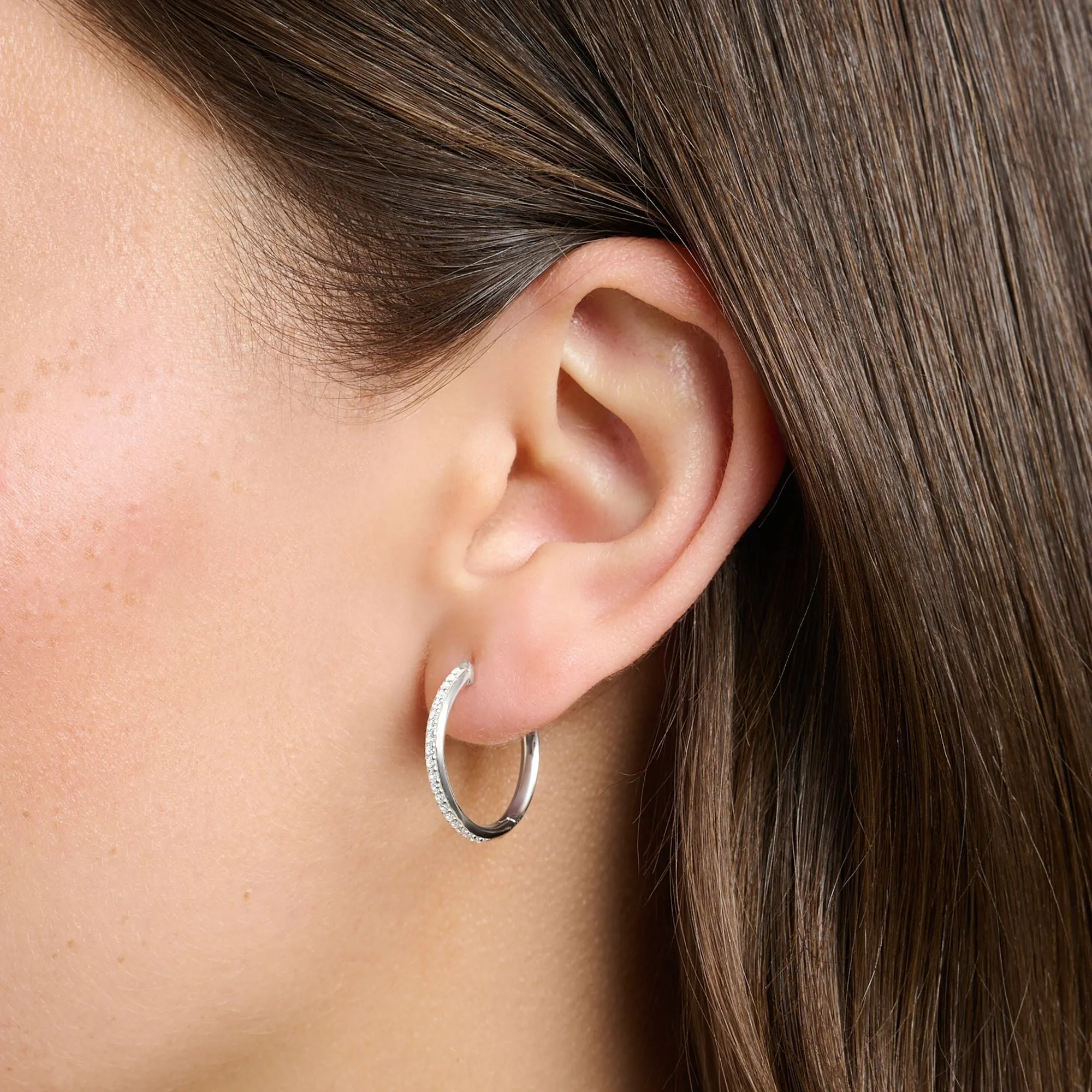 Thomas Sabo Jewellery Thomas Sabo Sterling Silver White Stone Hoop Earrings