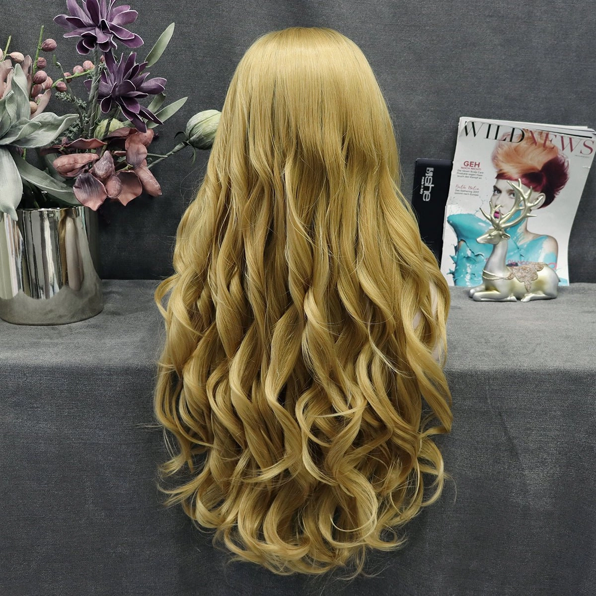 Tina - Blonde With Dark Root Long Wavy Synthetic Lace Front Wig