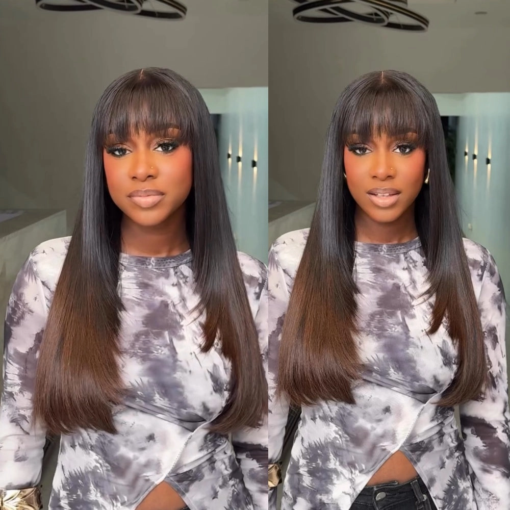 Vietnamese Straight 2x6 HD Skin Melt Lace Closure Layered Bob with Bang Lace Wig